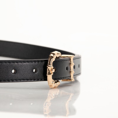 Ceinture femme en alliage boucle aiguille conception concave-convexe cuir PU