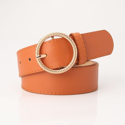 Ceinture en alliage gaufré boucle ronde pour femmes