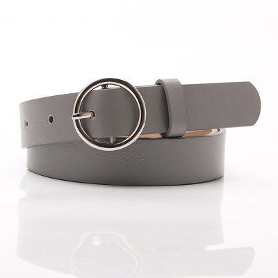 Ceinture pour femmes boucle ronde boucle aiguille en alliage ceinture en cuir PU