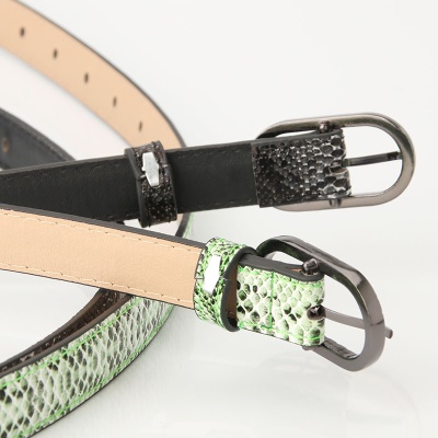 Ceinture femme serpent imprimé pu en cuir fin avec boucle Japonaise