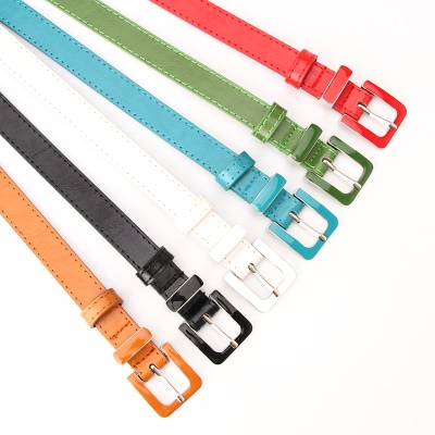 Ceinture en cuir PU avec boucle aiguille en alliage pour femmes