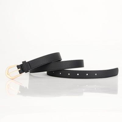 Ceinture pour femmes en alliage boucle aiguille PU ceinture fine en cuir