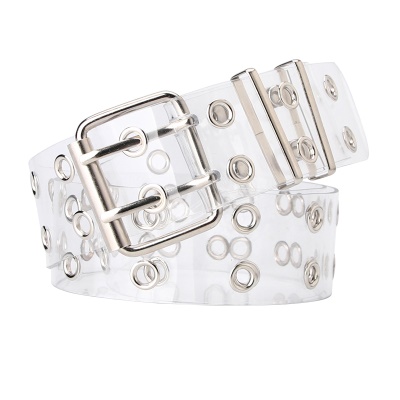 Ceinture pour femmes transparente double oeil d'échappement boucle aiguille carrée