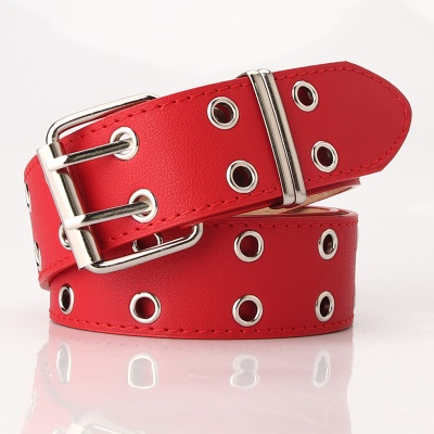 Ceinture dame double oeil d'échappement rivet décoration large ceinture