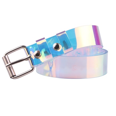 Ceinture femme couleur éblouissante en plastique transparent boucle aiguille