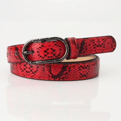 Ceinture femme serpent imprimé pu en cuir fin avec boucle Japonaise