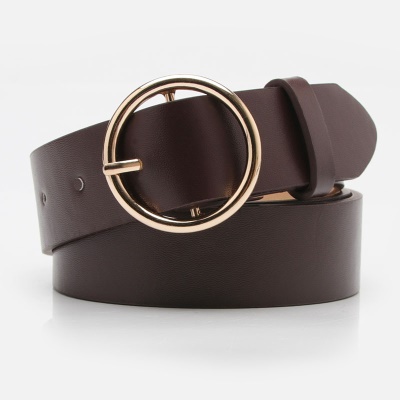 Ceinture pour femmes boucle ronde en alliage de cuir PU boucle aiguille