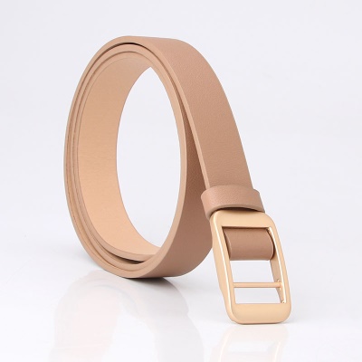Ceinture femme en cuir PU alliage boucle tête couleur unie
