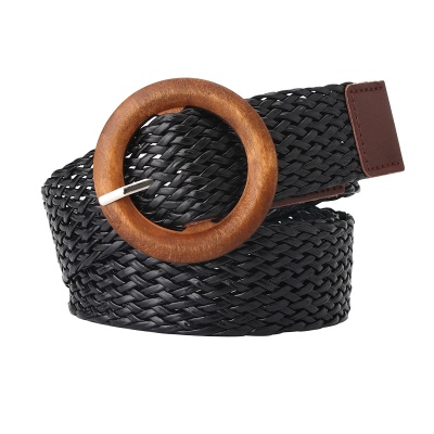 Ceinture femme tricotée rond en bois boucle aiguille