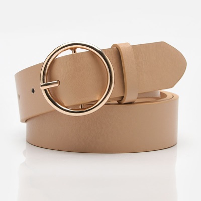 Ceinture pour femmes boucle ronde en alliage de cuir PU boucle aiguille