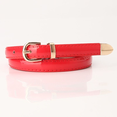 Ceinture pour femmes en alliage boucle tête PU ceinture fine en cuir