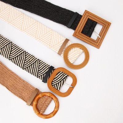 Ceinture tissée femme boucle en plastique par pack de 12