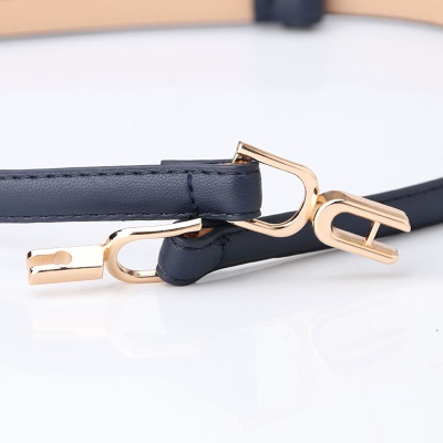 Ceinture dame en alliage paires de boucle réglable ceinture fine cuir PU
