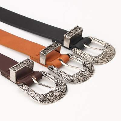 Ceinture femme boucle aiguille en alliage de cuir PU