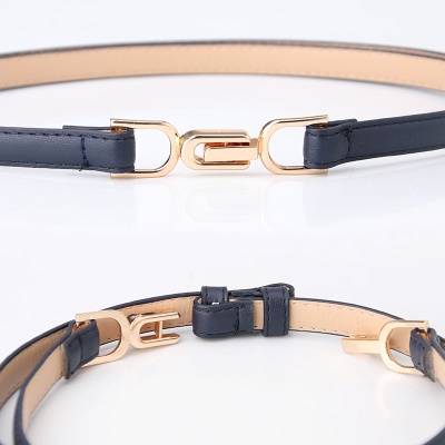 Ceinture dame en alliage paires de boucle réglable ceinture fine cuir PU