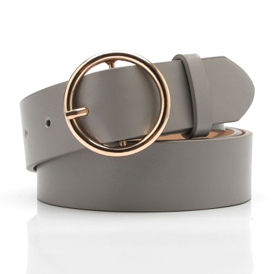 Ceinture pour femmes boucle ronde en alliage de cuir PU boucle aiguille