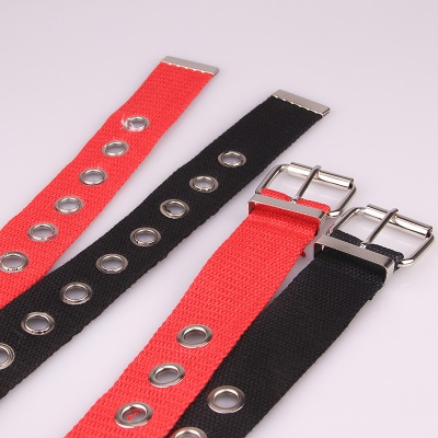 Ceinture femme ajouré en nylon toile oeillet boucle aiguille en alliage