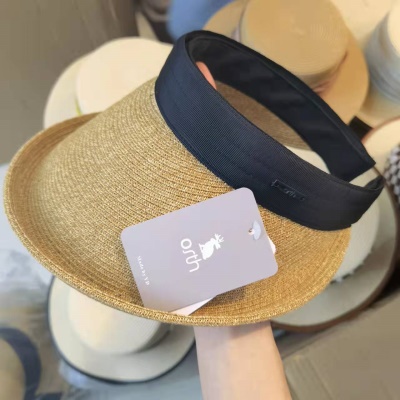 Chapeau de tennis pour femmes toit vide protection solaire grand avant-toit paille tricotée