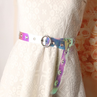Ceinture femme en plastique couleur éblouissante transparent oeillet avec boucle ronde