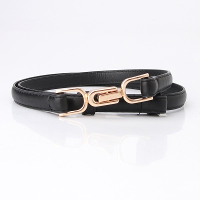 Ceinture dame en alliage paires de boucle réglable ceinture fine cuir PU