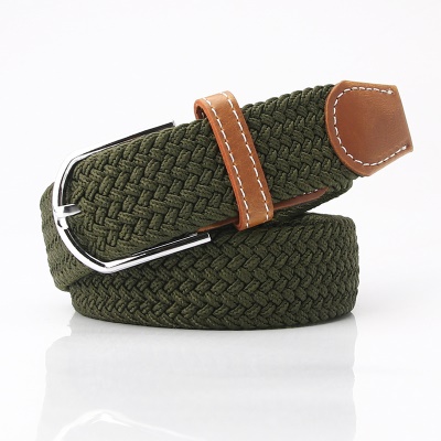 Ceinture femme tissée toile alliage boucle aiguille cuir