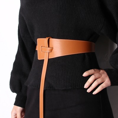 Ceinture femme avec nœuds PU/similicuir taille large