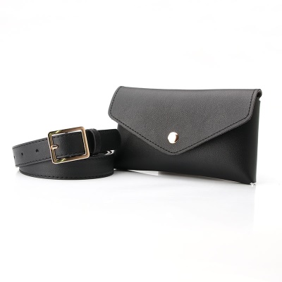 Ceinture pour femmes avec poches banane en alliage boucle aiguille cuir PU