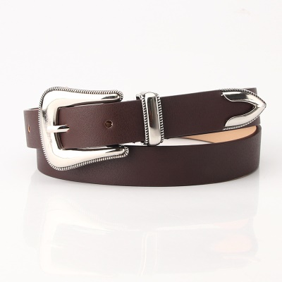 Ceinture femme en alliage boucle aiguille en similicuir gravure ceinture