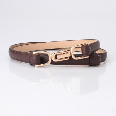 Ceinture dame en alliage paires de boucle réglable ceinture fine cuir PU