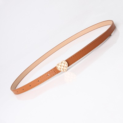 Ceinture fine pour femmes avec boucle cœur pêche petite ceinture en cuir