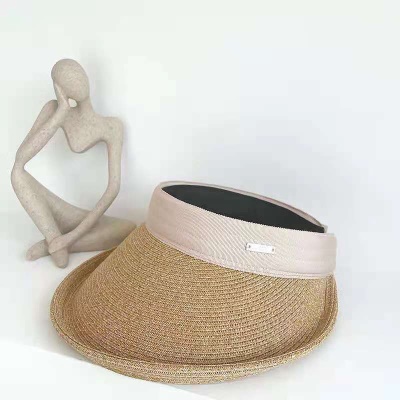 Chapeau de tennis pour femmes toit vide protection solaire grand avant-toit paille tricotée
