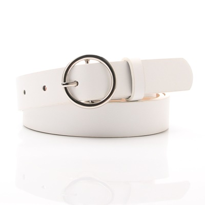 Ceinture pour femmes boucle ronde boucle aiguille en alliage ceinture en cuir PU