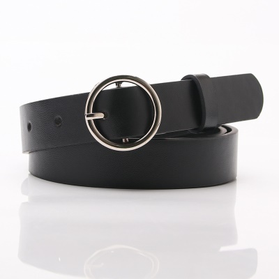 Ceinture pour femmes boucle ronde boucle aiguille en alliage ceinture en cuir PU