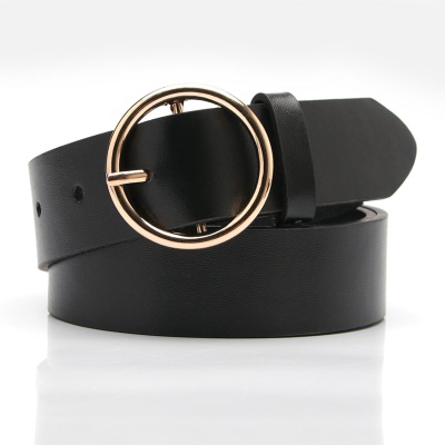 Ceinture pour femmes boucle ronde en alliage de cuir PU boucle aiguille