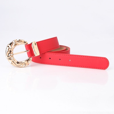 Ceinture femme boucle en métal concave-convexe boucle aiguille en cuir PU