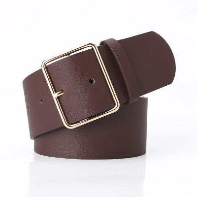 Ceinture en alliage pour femmes boucle aiguille carrée en cuir PU