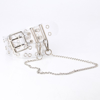 Ceinture pour femmes transparente double oeil d'échappement boucle aiguille carrée