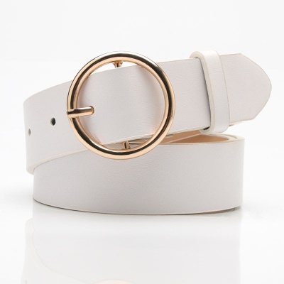 Ceinture pour femmes boucle ronde en alliage de cuir PU boucle aiguille