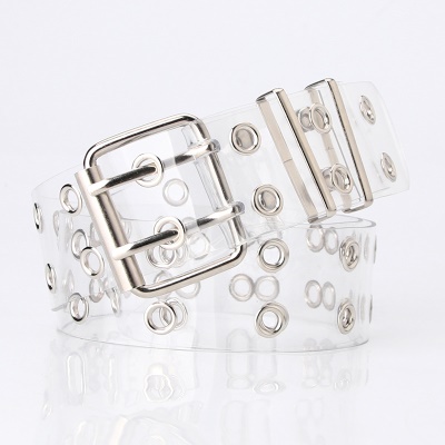 Ceinture pour femmes transparente double oeil d'échappement boucle aiguille carrée