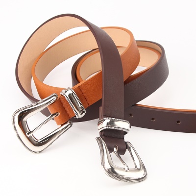 Ceinture femme en alliage boucle aiguille en similicuir gravure ceinture