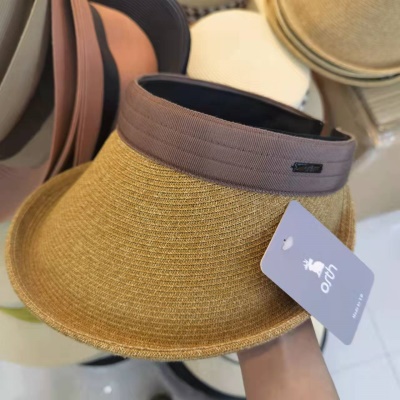 Chapeau de tennis pour femmes toit vide protection solaire grand avant-toit paille tricotée