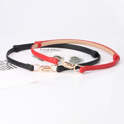 Ceinture dame en alliage paires de boucle réglable ceinture fine cuir PU