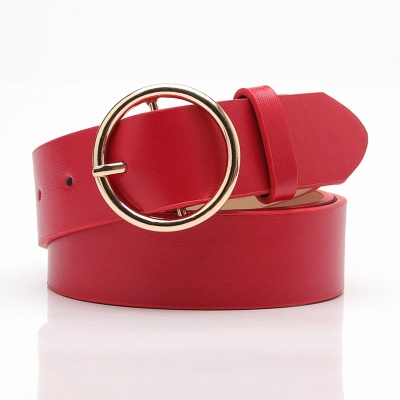 Ceinture pour femmes boucle ronde en alliage de cuir PU boucle aiguille