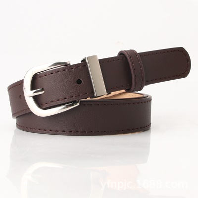 Ceinture en cuir PU avec boucle aiguille en alliage pour femmes