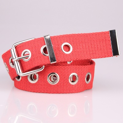 Ceinture femme ajouré en nylon toile oeillet boucle aiguille en alliage
