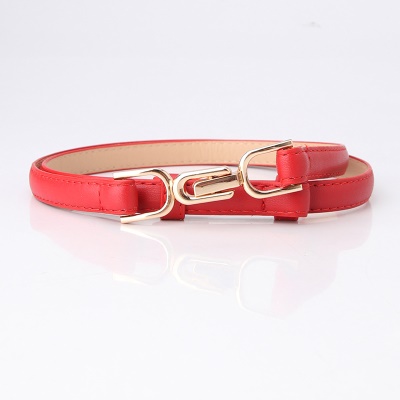 Ceinture dame en alliage paires de boucle réglable ceinture fine cuir PU