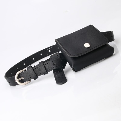 Ceinture femme petit sac banane en cuir PU noir