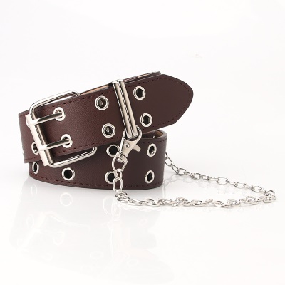 Ceinture dame double oeillet d'échappement chaîne de suspension bande décorative carrée boucle aiguille
