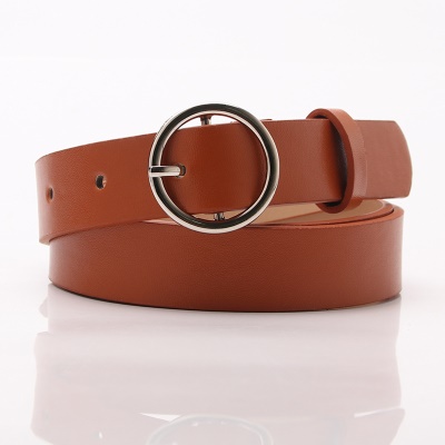 Ceinture pour femmes boucle ronde boucle aiguille en alliage ceinture en cuir PU