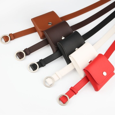 Ceinture pour femmes sans trous boucle ronde fine ceinture pantalon en gros